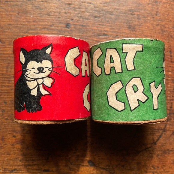 SET OF 2 VINTAGE “CAT CRY” TOY FROM JAPAN 50’s 60’s Beautiful Condition RARE! - Picture 1 of 16